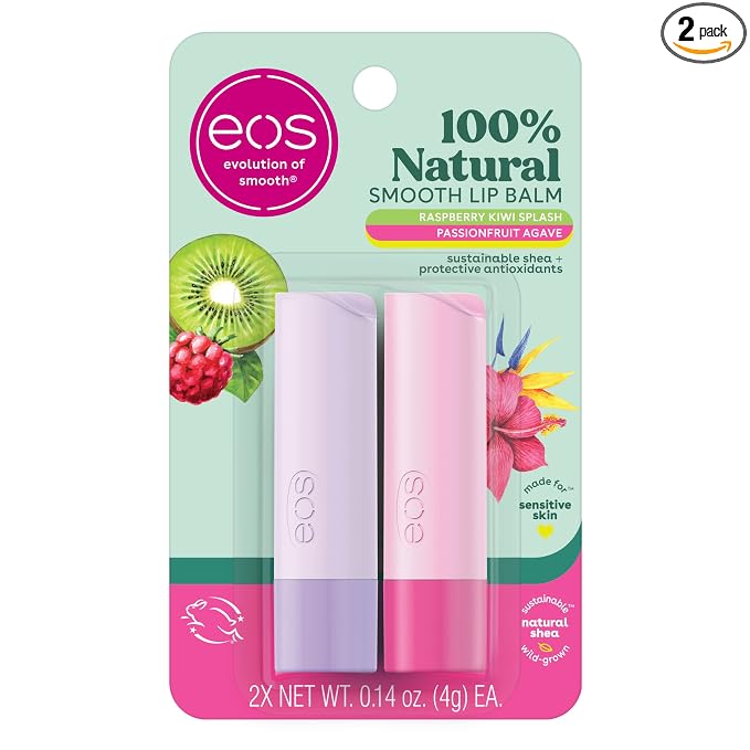 eos 100% Natural Lip Balm, Raspberry Kiwi Splash & Passionfruit Agave, All-Day by eosproducts
