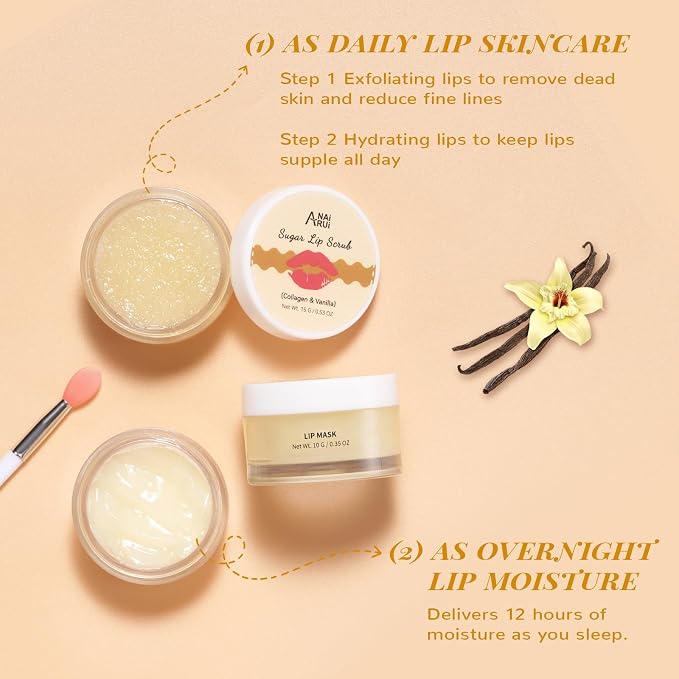 ANAI RUI Lip Mask and Scrub Set, Lip Sleeping Mask & Lip Exfoliator Scrub - Image 7