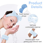 Zkptops 6Pcs Spa Headband for Washing Face Wristbands Set Women Bubble Makeup - Image 3