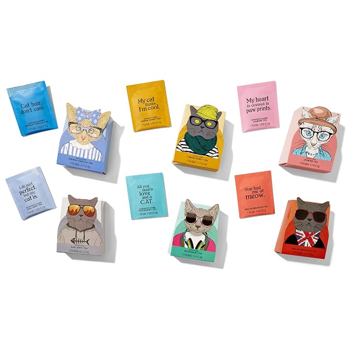 Thoughtfully Gourmet Cat Lover's Tea Gift Set: Includes 24 Teas in 6 Flavors - Image 3