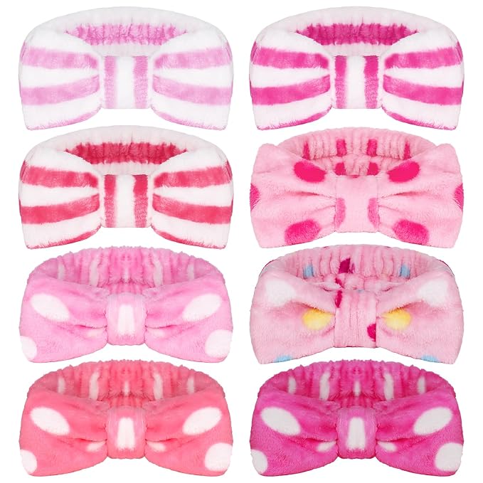 Ondder 8 Pcs Striped Spa Terry Cloth Headbands by Ondder