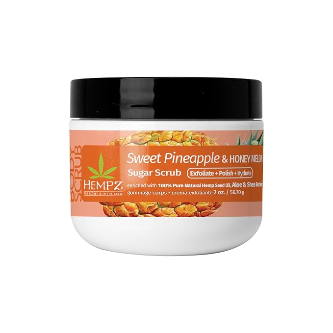 Hempz NEW Mini Sugar Body Scrub, Sweet Pineapple & Honey Melon, Travel Size by Hempz