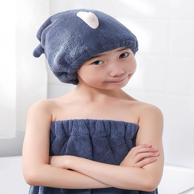 Hair Drying Towel for Kids Girls, Cute Cartoon Absorbent Quick Drying Bath Wrap by ShowerCaps