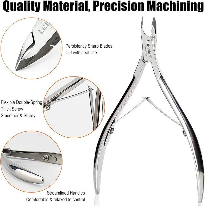 LePinko Professional Cuticle Trimmer kit, Super Sharp Dead Skin Clipper - Image 2