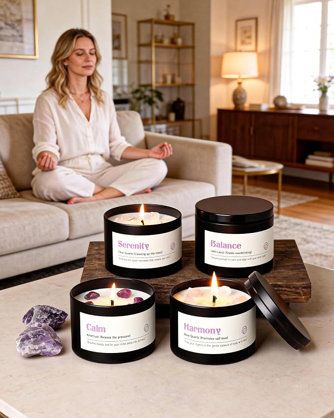 AOOVOO Crystal Soothing Candles Set - Image 3