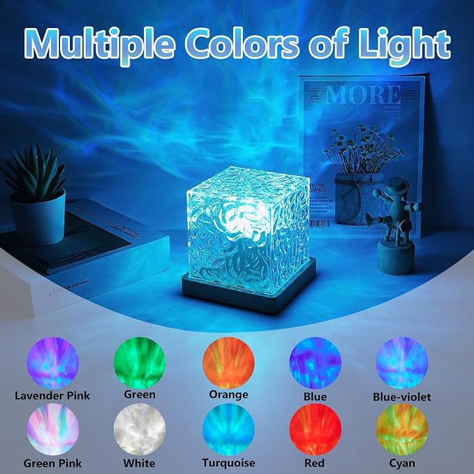 Ocean Wave Lights Projector Rechargeable, Touch Cube Color Changing Light - Image 2