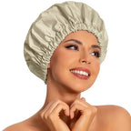 Reusable Shower Cap for Women, Large Waterproof Shower Bonnet by Edoneery