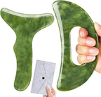 2 in 1 Jade Stone Gua Sha Massage Tool, Large Guasha Muscle Scraper Tools Set by CekPo