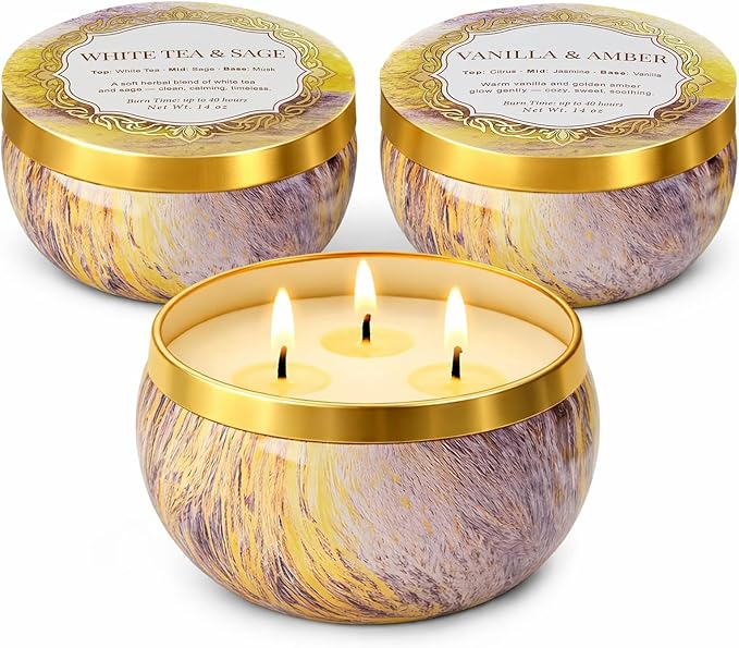 YMing 3-Wick Candle Gift Set, 3 Pack, 14 oz Each, Scented Candles by YMing