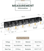 Bathroom Light Fixtures, 6 Light Matte Black Vanity Light, 38 Inch Modern Wall - Image 2