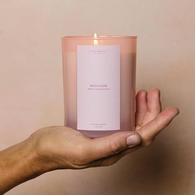 Rose & Sandalwood Scented Candle | 11oz, 60 Hour Burn | Natural Soy Wax - Image 5