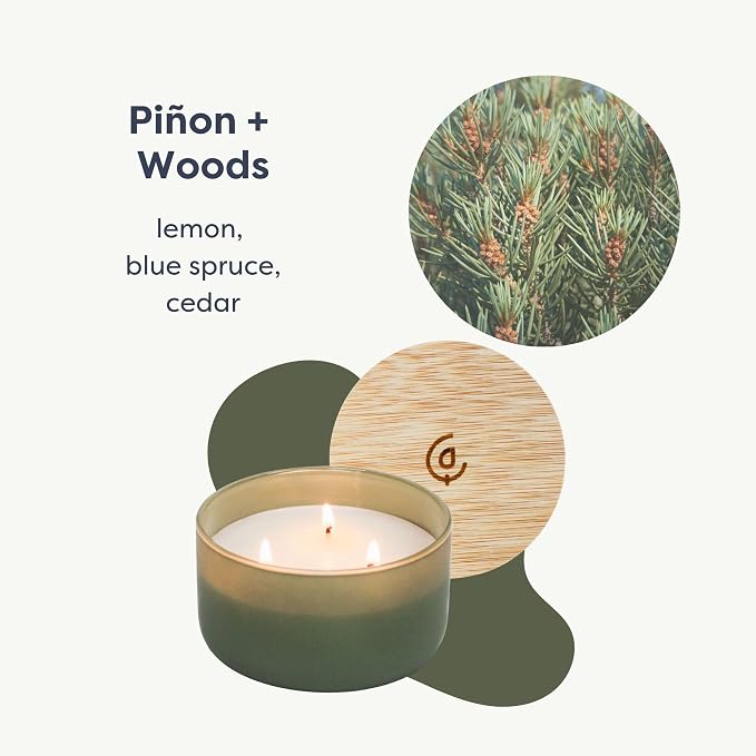 Calyan Wax Co. Piñon & Woods 3 Wick Scented Candle - Image 2