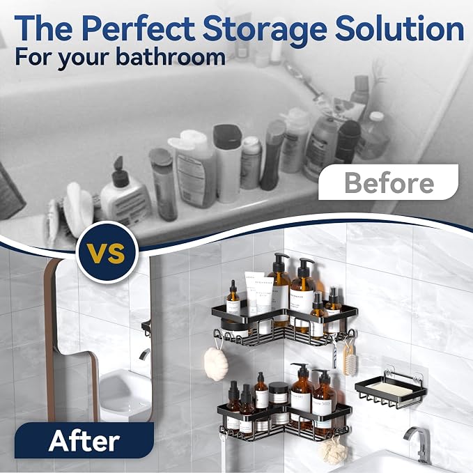 YASONIC Corner Adhesive Shower Caddy, - Image 8