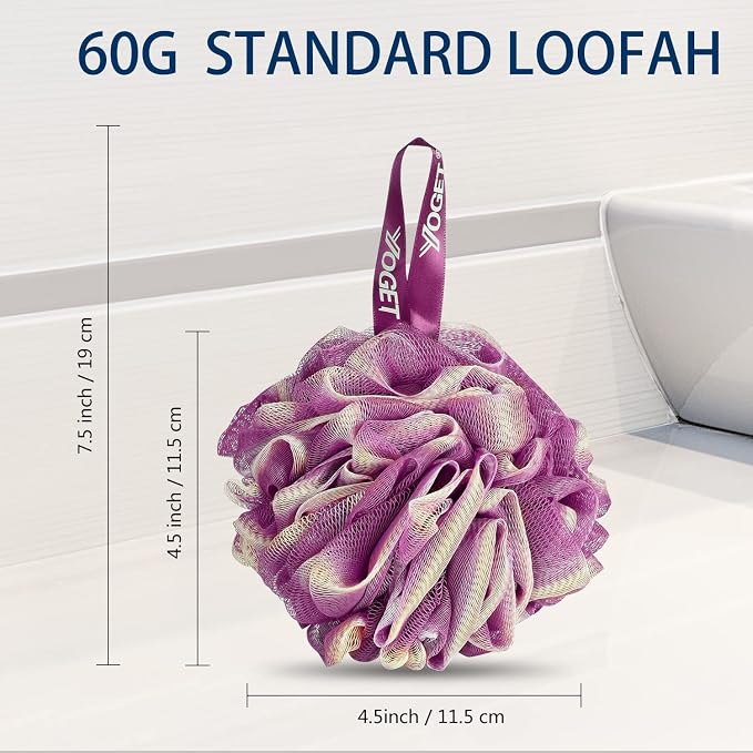 Yoget Bath Loofah Sponge, 4 Color 60G Loofah Exfoliating Body Scrubber - Image 2