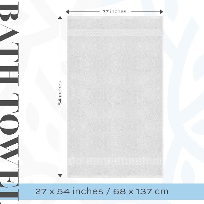 White Classic Luxury Bath Towels Set of 4 Large - Image 4