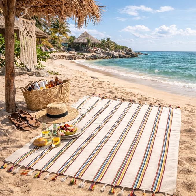 Morrocan Beach Towel | Cotton Blanket Throw, Sand Free, Quick Dry, Turkish - Image 5