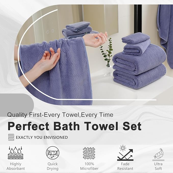 8 Piece Bath Towel Set |2 Oversized Large Bath Sheet, 2 Hand Towels, 4 - Image 6