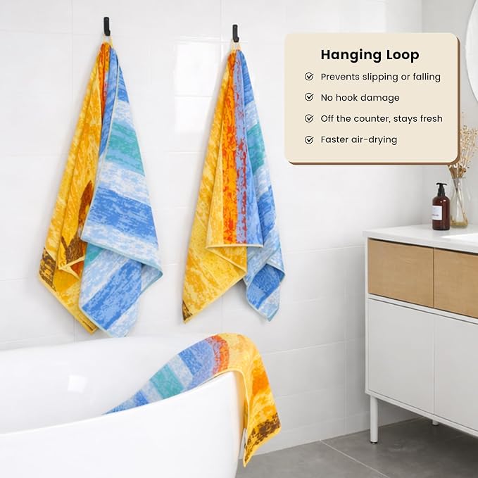 SEMAXE 4 Piece Colorful Striped Bath Towel Set - Image 4