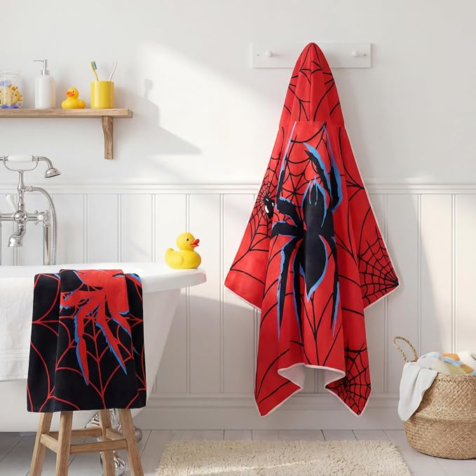 Peryiter 2 Pcs Spider Hooded Towel Bath Beach Quick Dry Towels Swimming Bath - Image 2