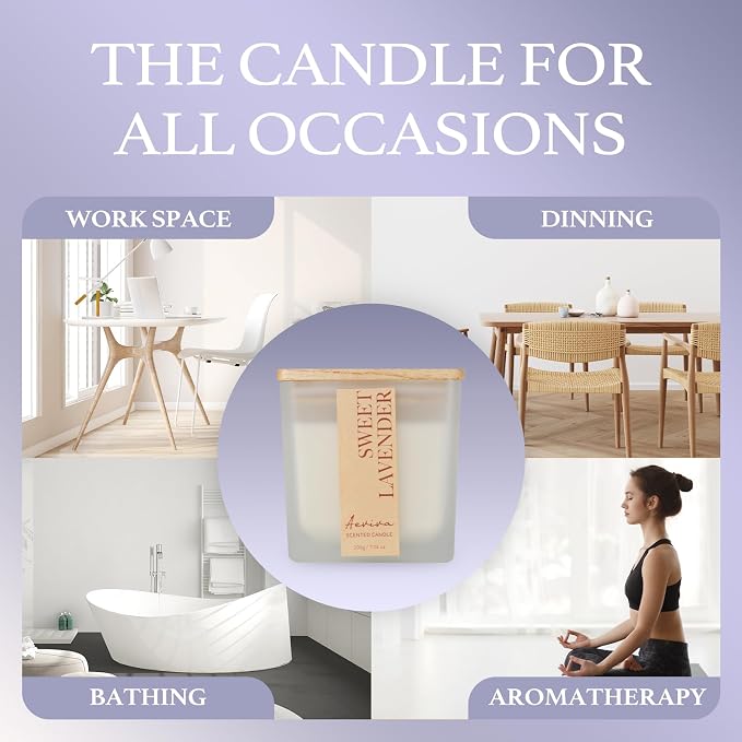 Scented Candle, 7.04 oz Lavender Aromatherapy Candle, Natural Soy Wax - Image 3
