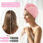 Pink Hair Towel, Large Quick Dry Microfiber Hair Towel Wrap Super Soft - Image 5