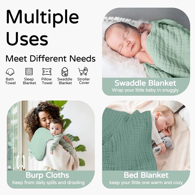 Yoofoss Hooded Baby Towels for Newborn 2 Pack 100% Muslin Organic Cotton Baby - Image 4