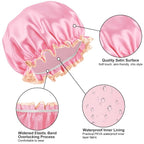 Waterproof Shower Caps for Women, Solid Color Dual-Layer Elastic Band Design - Image 5