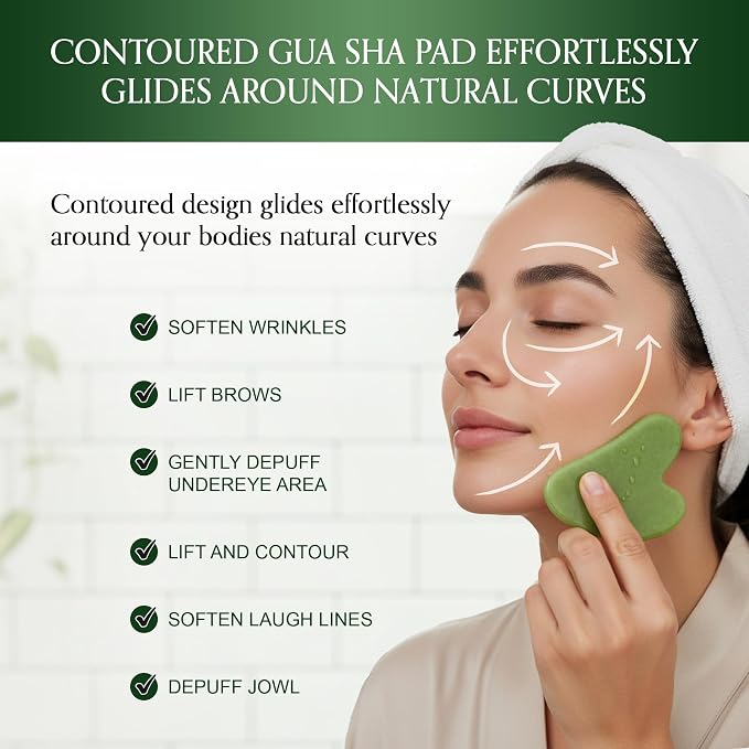 Jade Roller and Gua Sha Set for Face & Body – 4-Piece Authentic Jade Facial - Image 4