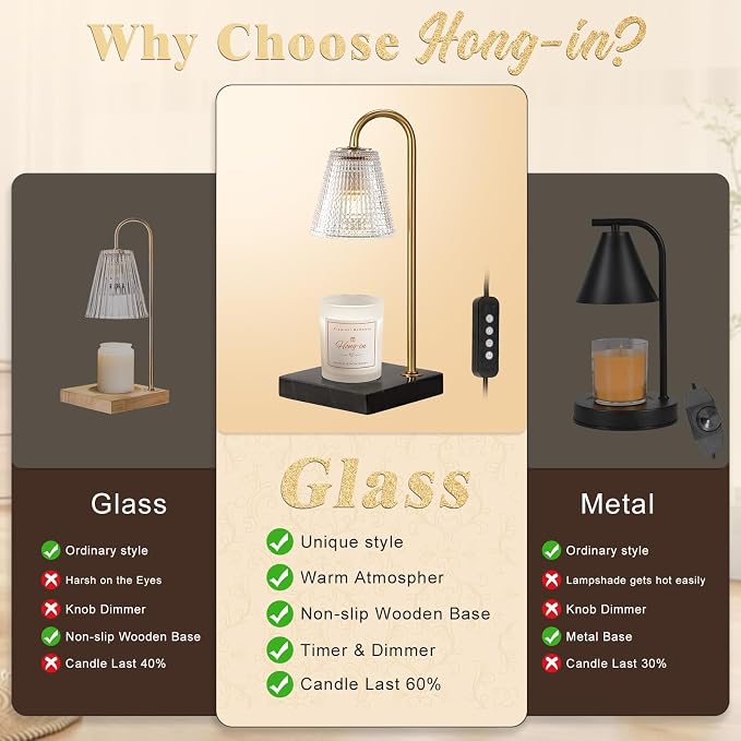 Hong-in Modern Gold Candle Warmer Lamp - Image 6