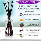 Urban Naturals Amber & Lavender Reed Diffuser Scented Sticks Set | Mind & Body - Image 3