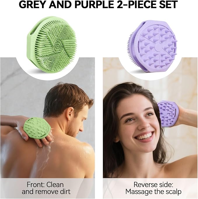 2-Pack Soft Silicone Dual-Sided Body Scrubber & Loofah | Gentle Exfoliating - Image 2