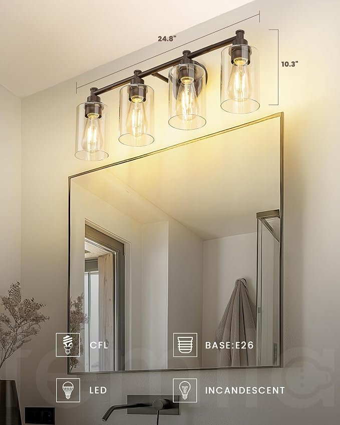 FEMILA Bathroom Vanity Light Fixture, 4-Light Farmhouse Wall Vanity Lights - Image 3