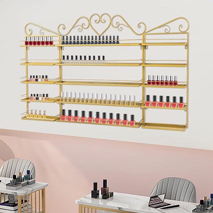 5 Tiers Wall-Mounted Nail Polish Storage Racks Metal Nail Polish Holder - Image 5