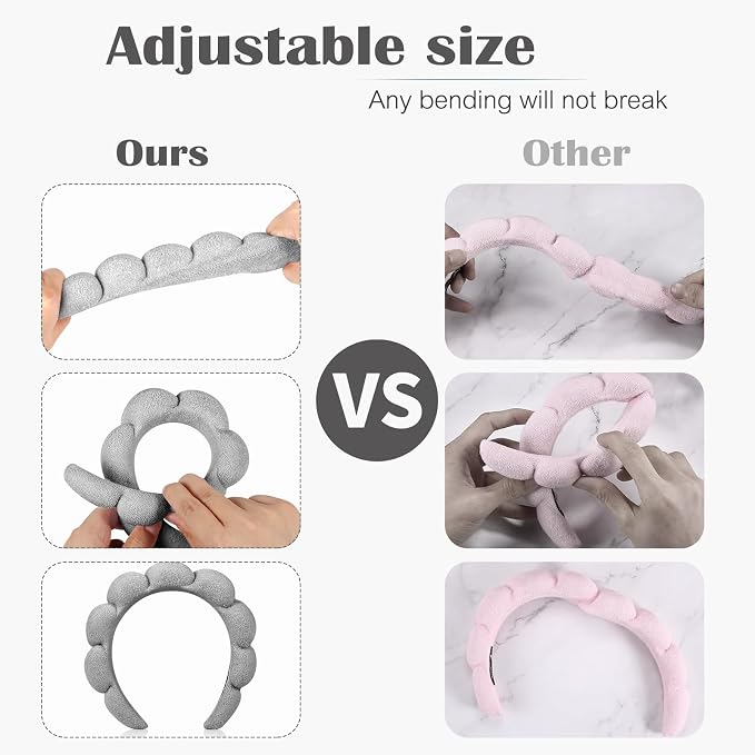 Ztomine Spa Headbands for Washing Face or Facial, Terry Cloth Headband Wash - Image 4
