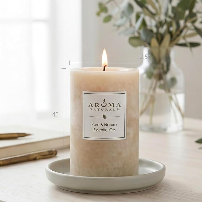 Aroma Naturals Ginger and Clove Essential Oil Beige Scented Pillar Candle - Image 7