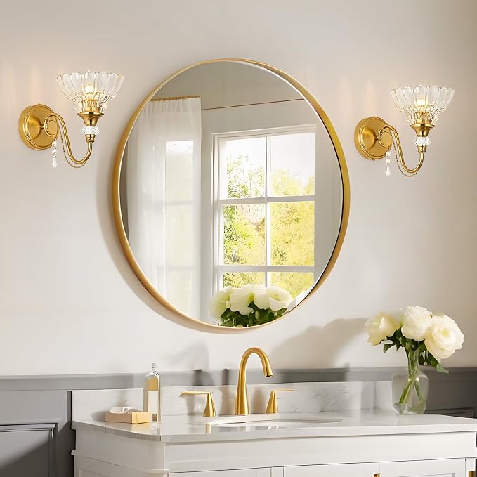 1 Piece Vintage Wall Sconce, 1-Light Brushed Gold Finish Wall Sconce - Image 7