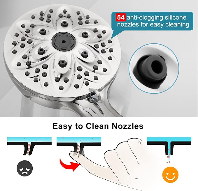 JDO Shower Head with Handheld, High Pressure Handheld Shower Head 6 Settings - Image 6