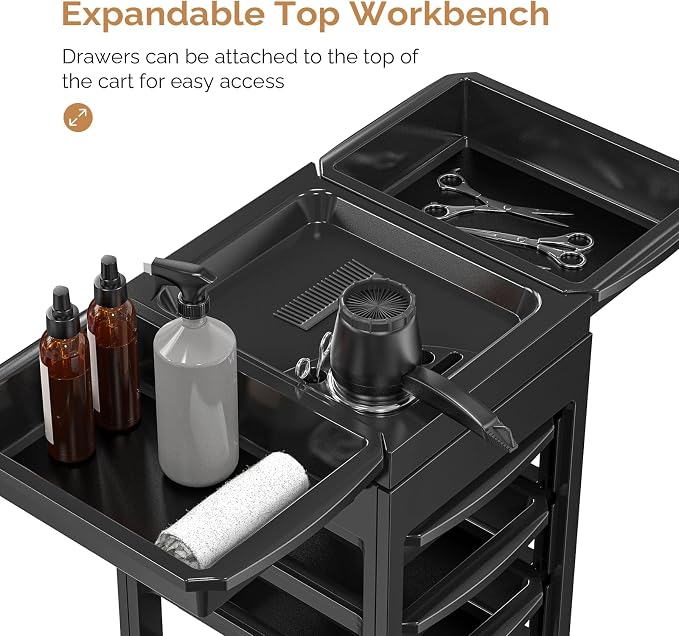 OmySalon Salon Cart for Hair Stylist Black - Image 3