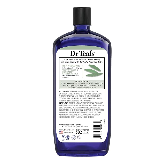 Dr Teal's Foaming Bath with Pure Epsom Salt, Cannabis Sativa Hemp Seed Oil - Image 8