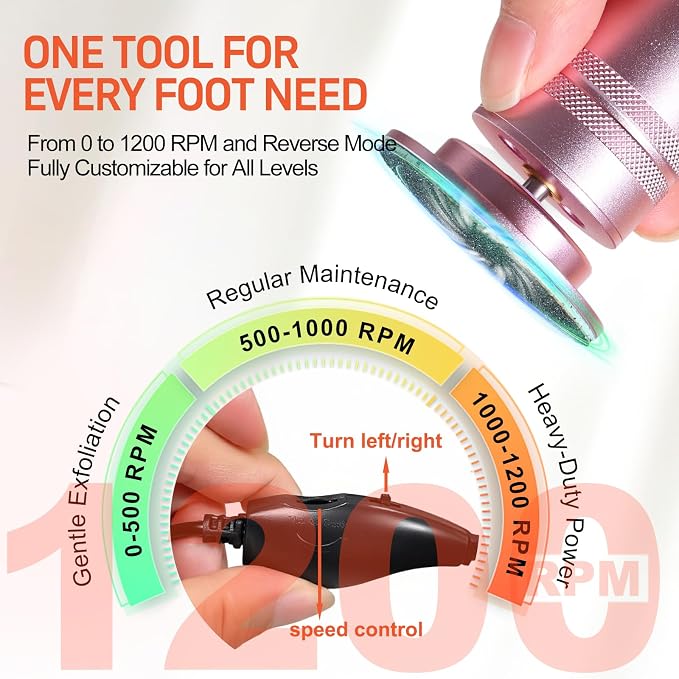 PowerPro Electric Foot Callus Remover 36W Professional 1200rpm Adjustable Speed - Image 4