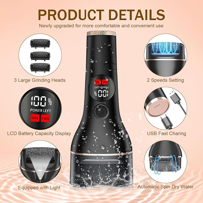 Electric Callus Remover for Feet, Rechargeable Waterproof Foot File - Image 6