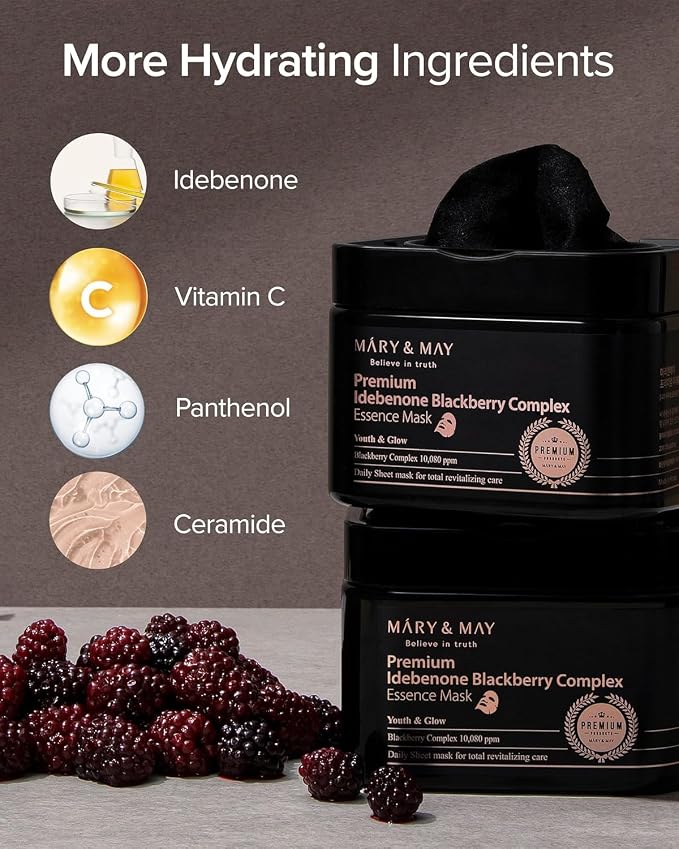 Mary&May Premium Idebenone Blackberry Complex Essence Mask – Bamboo Charcoal - Image 7