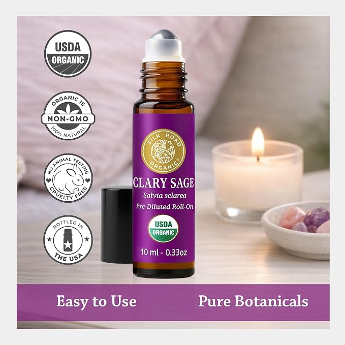 Silk Road Organic Clary Sage Essential Oil Roll On, 100% Pure USDA Certified - Image 5