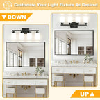 Unicozin 4-Light Bathroom Light Fixtures, Modern Black Vanity Light Over Mirror - Image 2