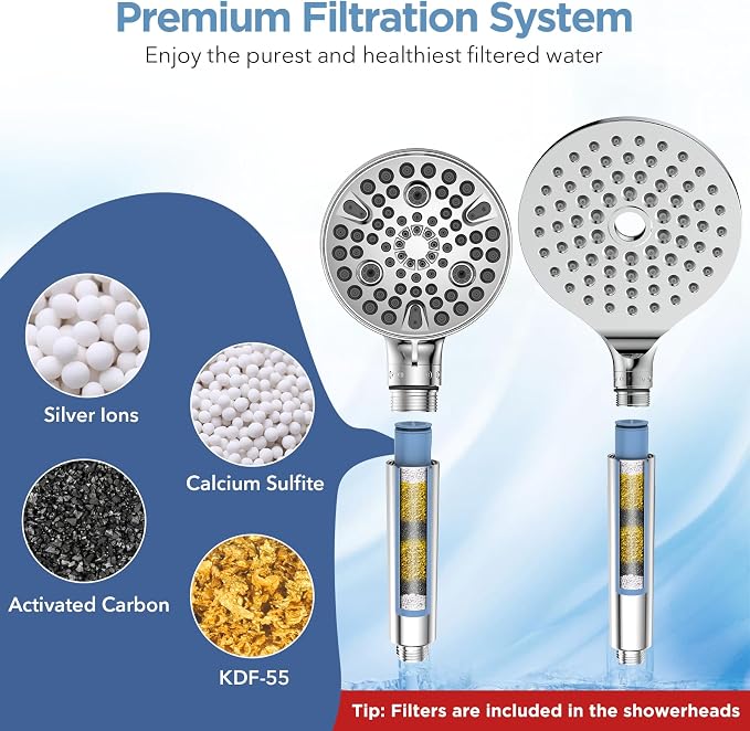MakeFit Dual Filtered Rain Shower Head Combo, Handheld Shower Head - Image 3