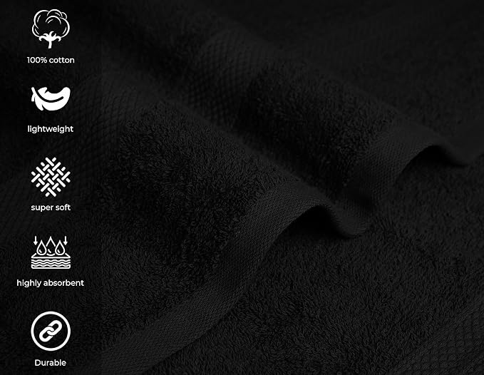 Avalon Towels Bath Towels for Bathroom 100% Cotton Black Bathroom Towels Pack - Image 4