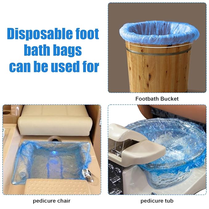 Transparent Blue Pedicure Liners Disposable, Pedicure Bowl Liners - Image 6