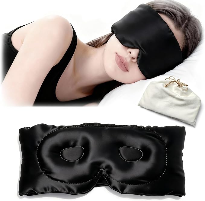 100% Mulberry Silk Sleep Mask for Women & Men – 22 Momme 6A Grade, 3D Contoured by Unknown