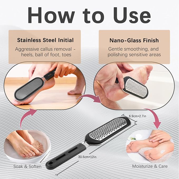 FREATECH Nano Glass & Stainless Steel Foot File 2-in-1 Foot Rasp - Image 7