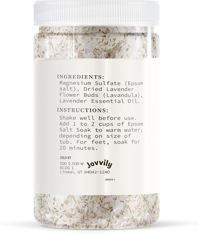 Jovvily Epsom Salt Soak with Lavender Buds & Lavender Essential Oil - 2 lb - - Image 2